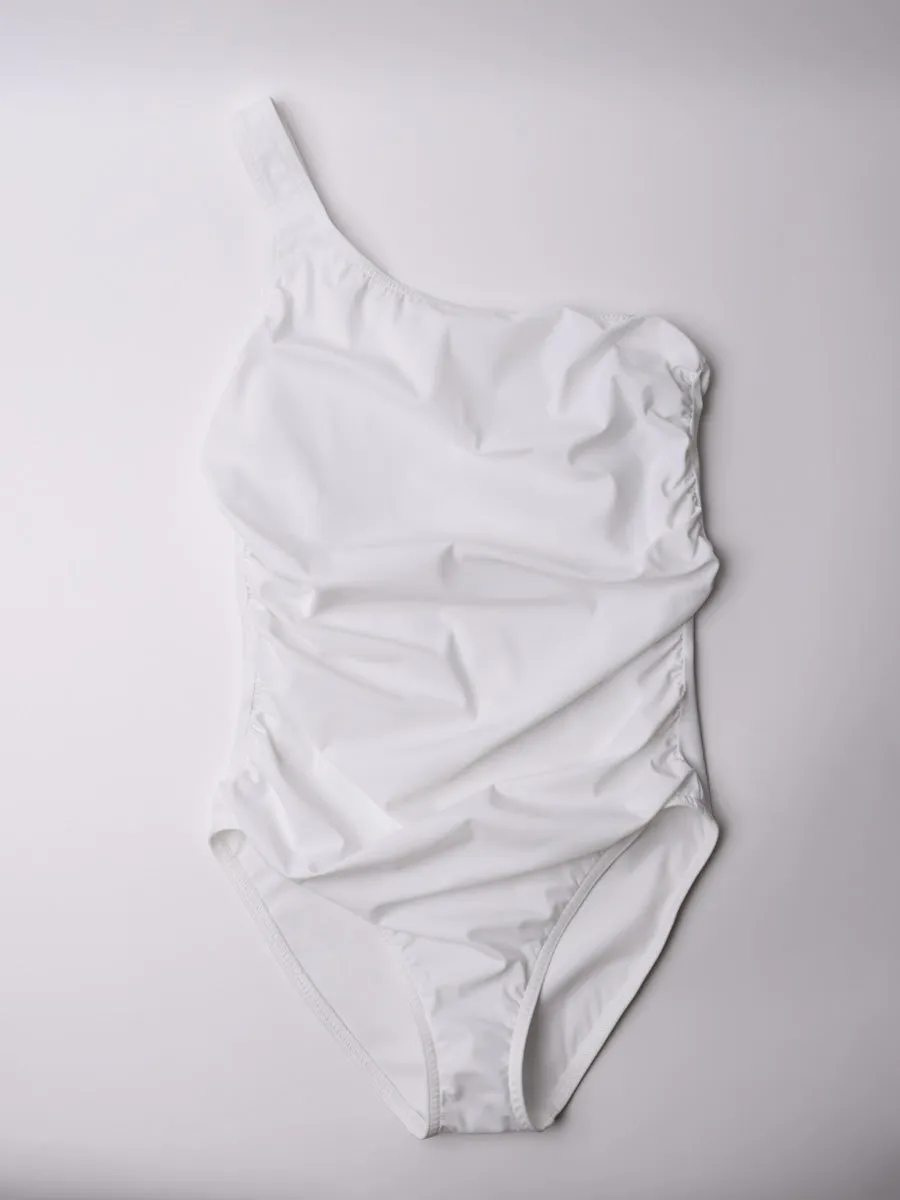 One Shoulder With Shelf Bra In White
