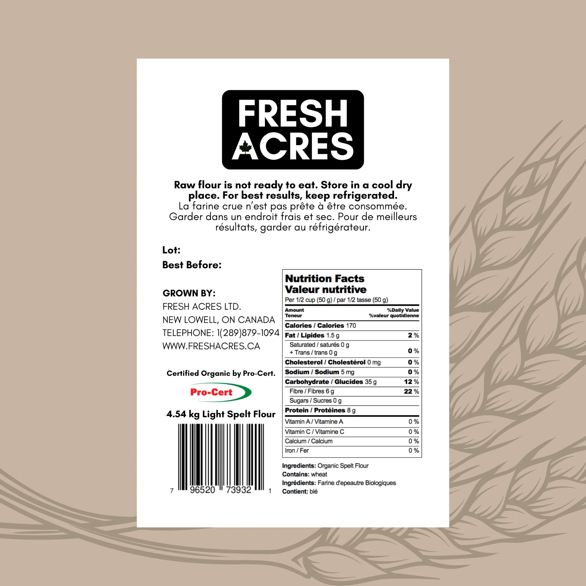 Organic Light Spelt Flour - 4.54kg (10lb)