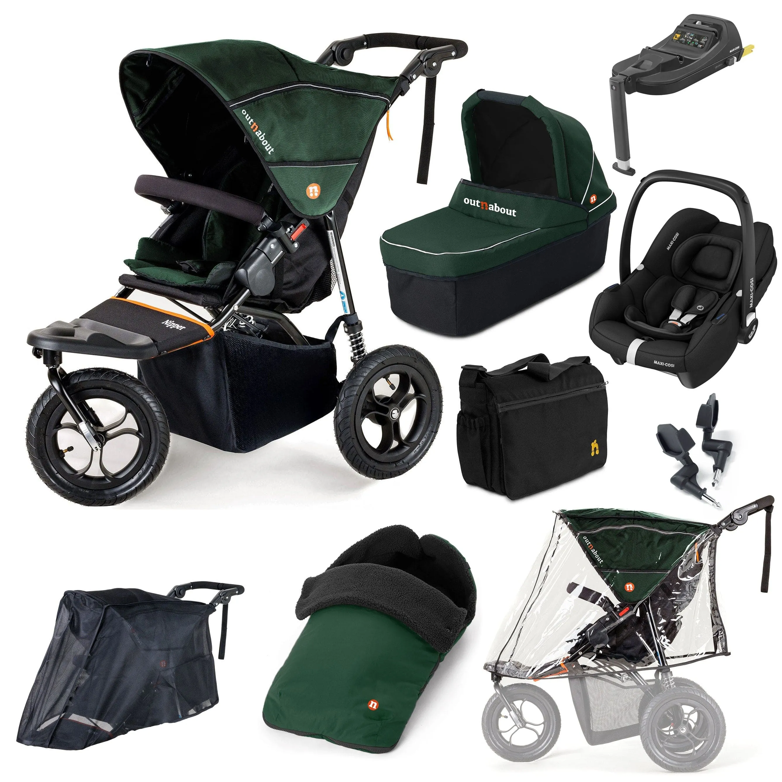 Out n About Nipper Single Maxi-Cosi Ultimate Kit in Sycamore Green