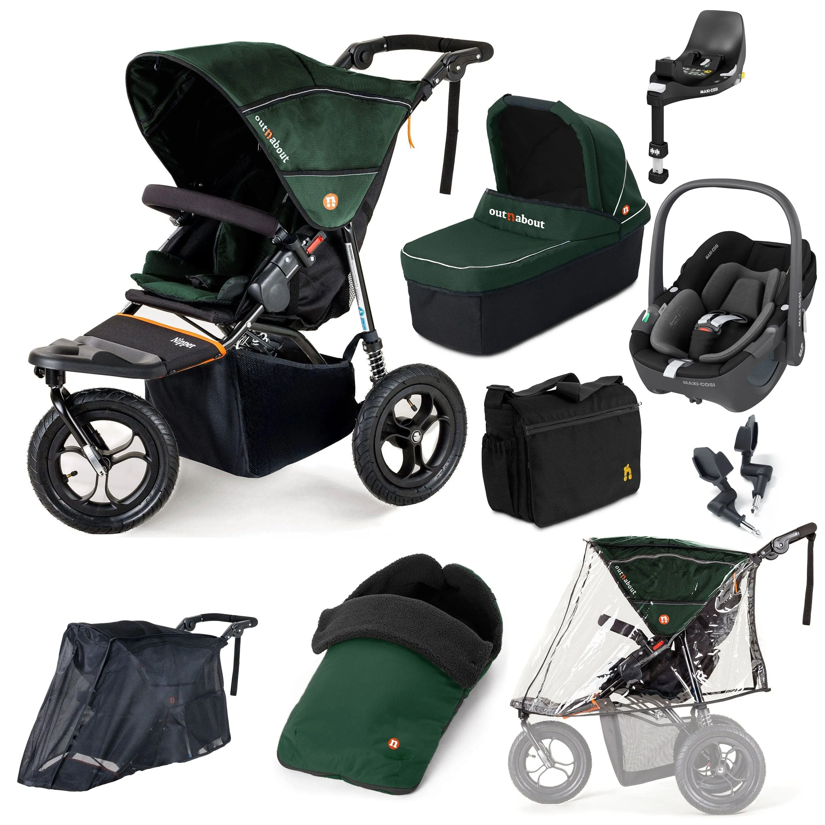 Out n About Nipper Single Maxi-Cosi Ultimate Kit in Sycamore Green