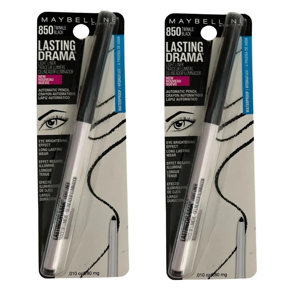 Pack of 2 Maybelline New York Lasting Drama Light Liner, Twinkle Black # 850