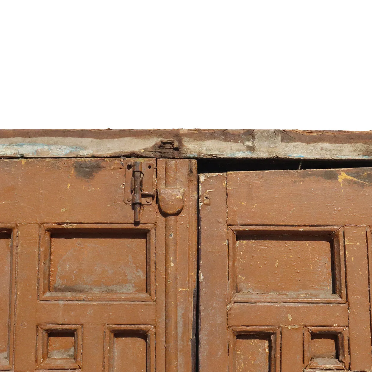 Pair of Spanish Baroque Style Painted Pine Paneled Window Shutters and Frame