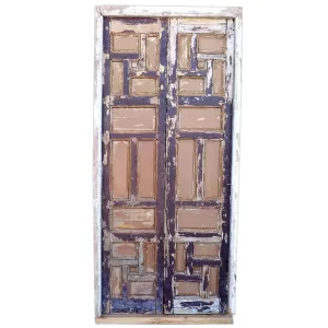 Pair of Spanish Baroque Style Painted Pine Paneled Window Shutters and Frame