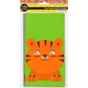 PAPER LOOT BAGS W STICKERS ANIMALS 8PC