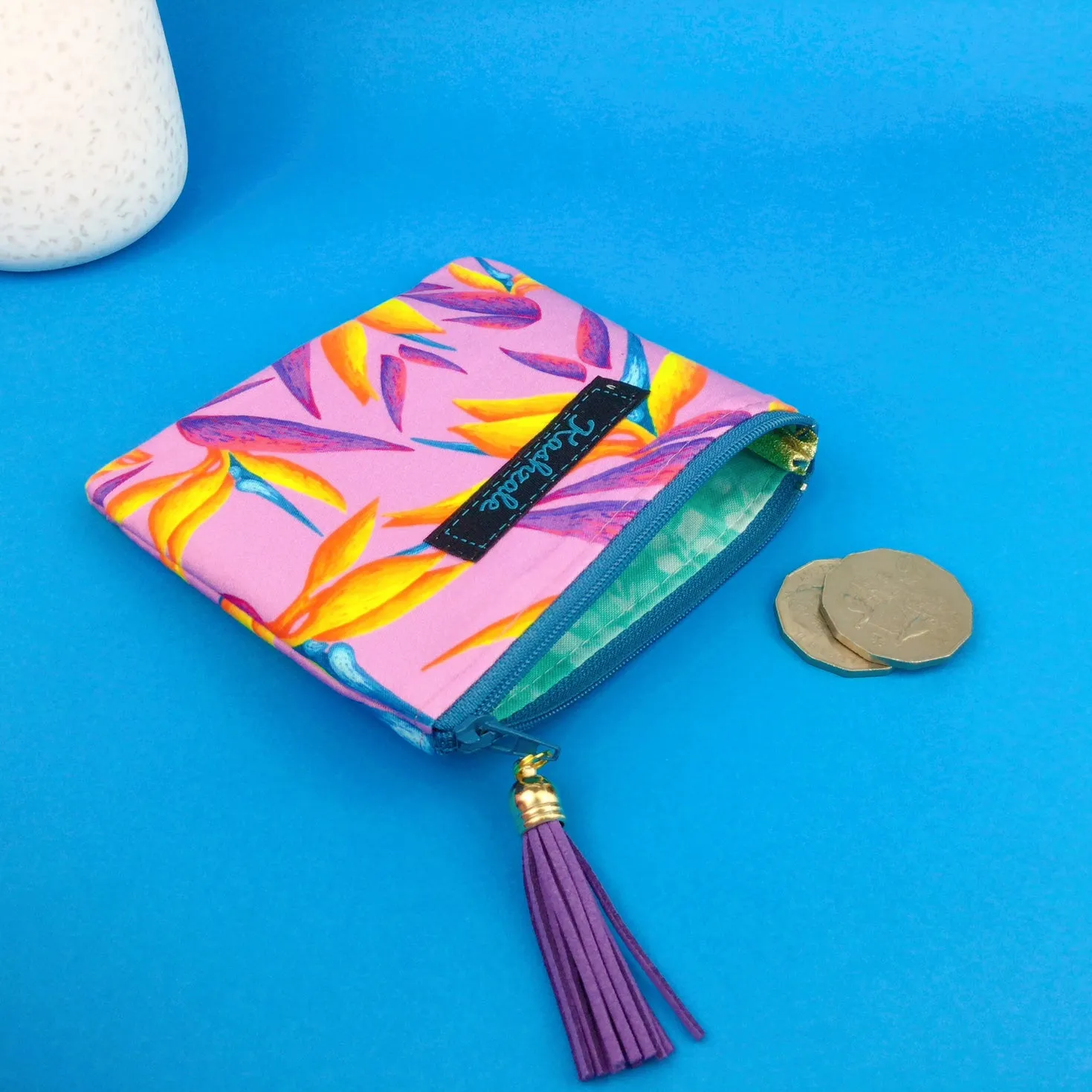 Paradise Birds Coin Purse. Kasey Rainbow Design.