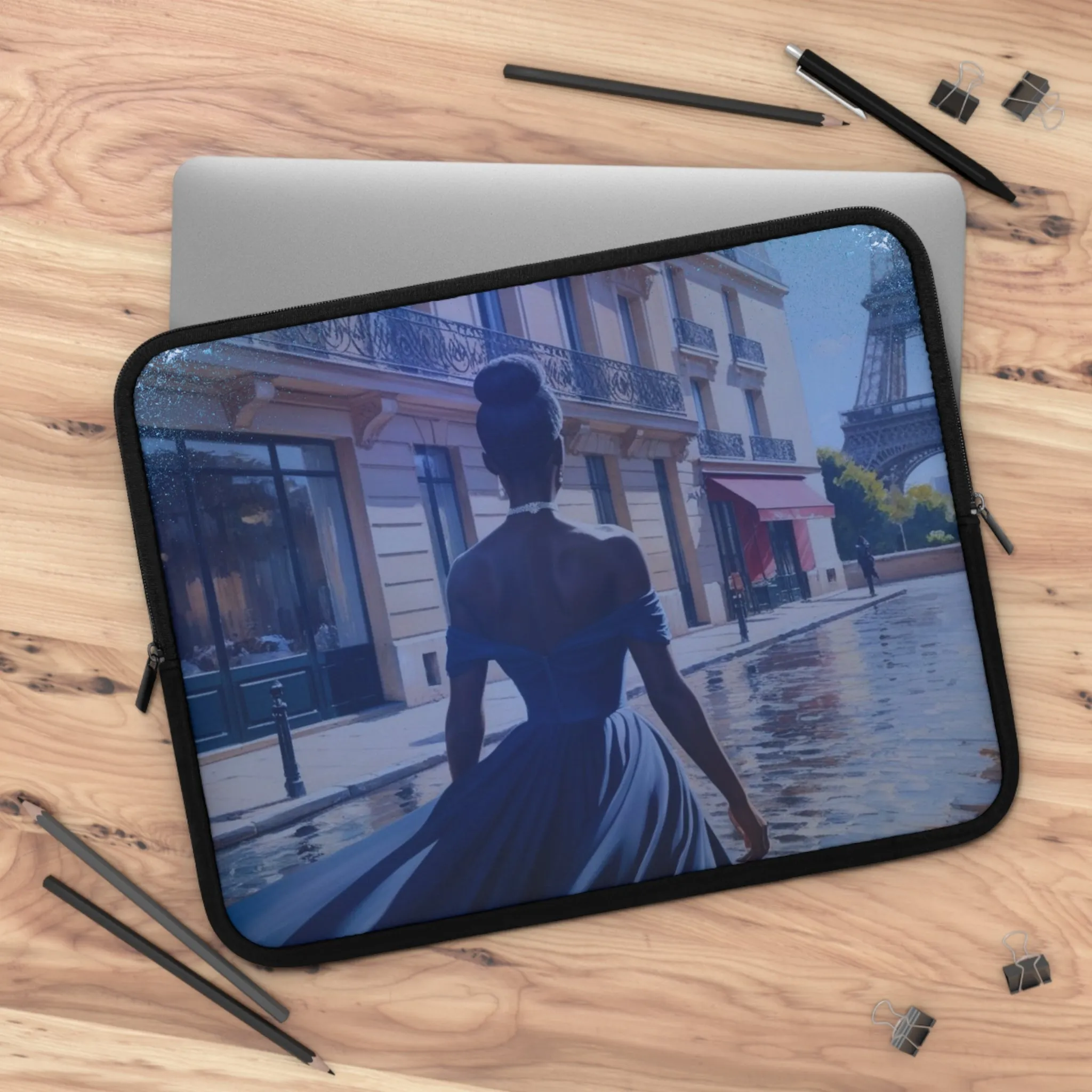 Parisian Stroll (Blue Gown) Laptop Sleeve