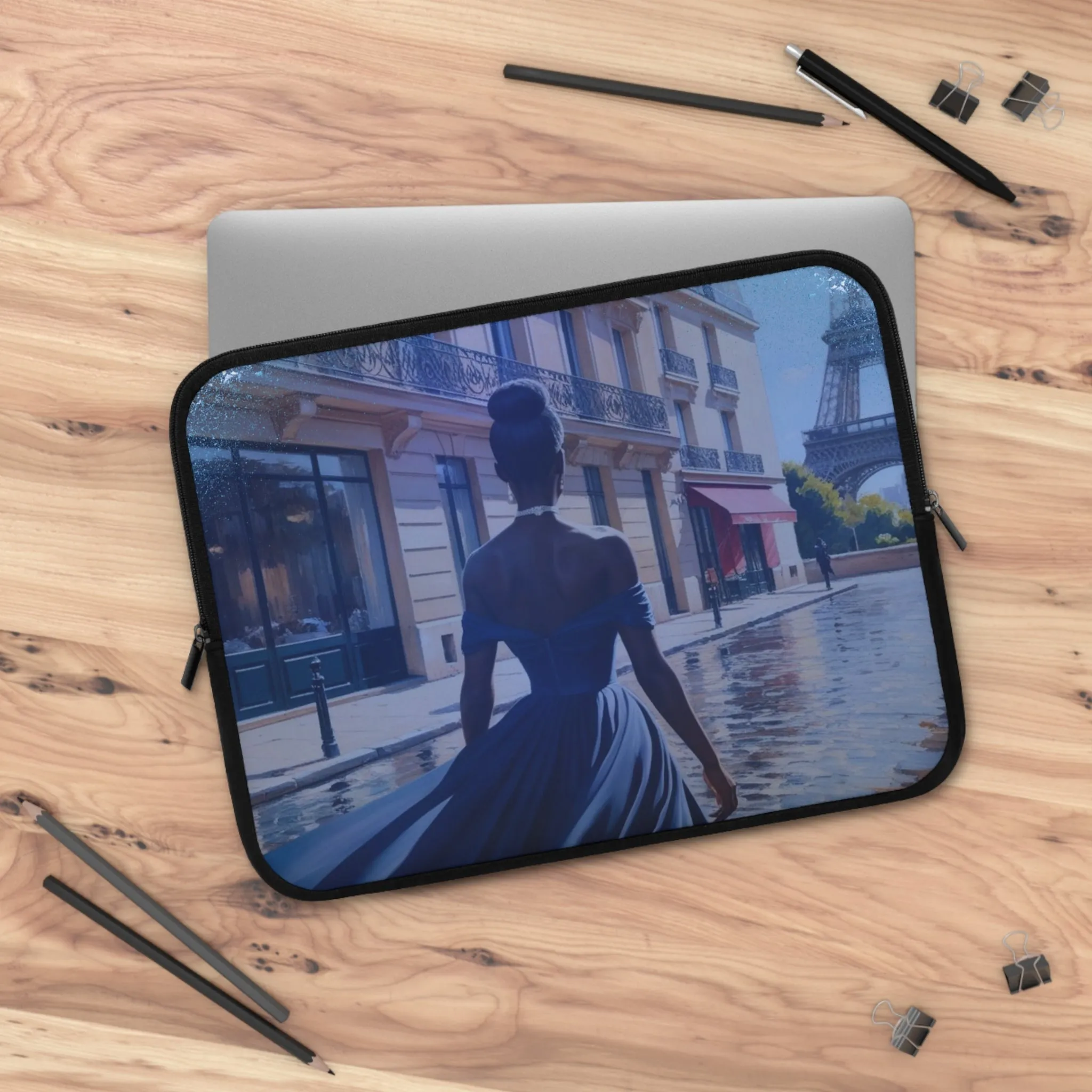 Parisian Stroll (Blue Gown) Laptop Sleeve