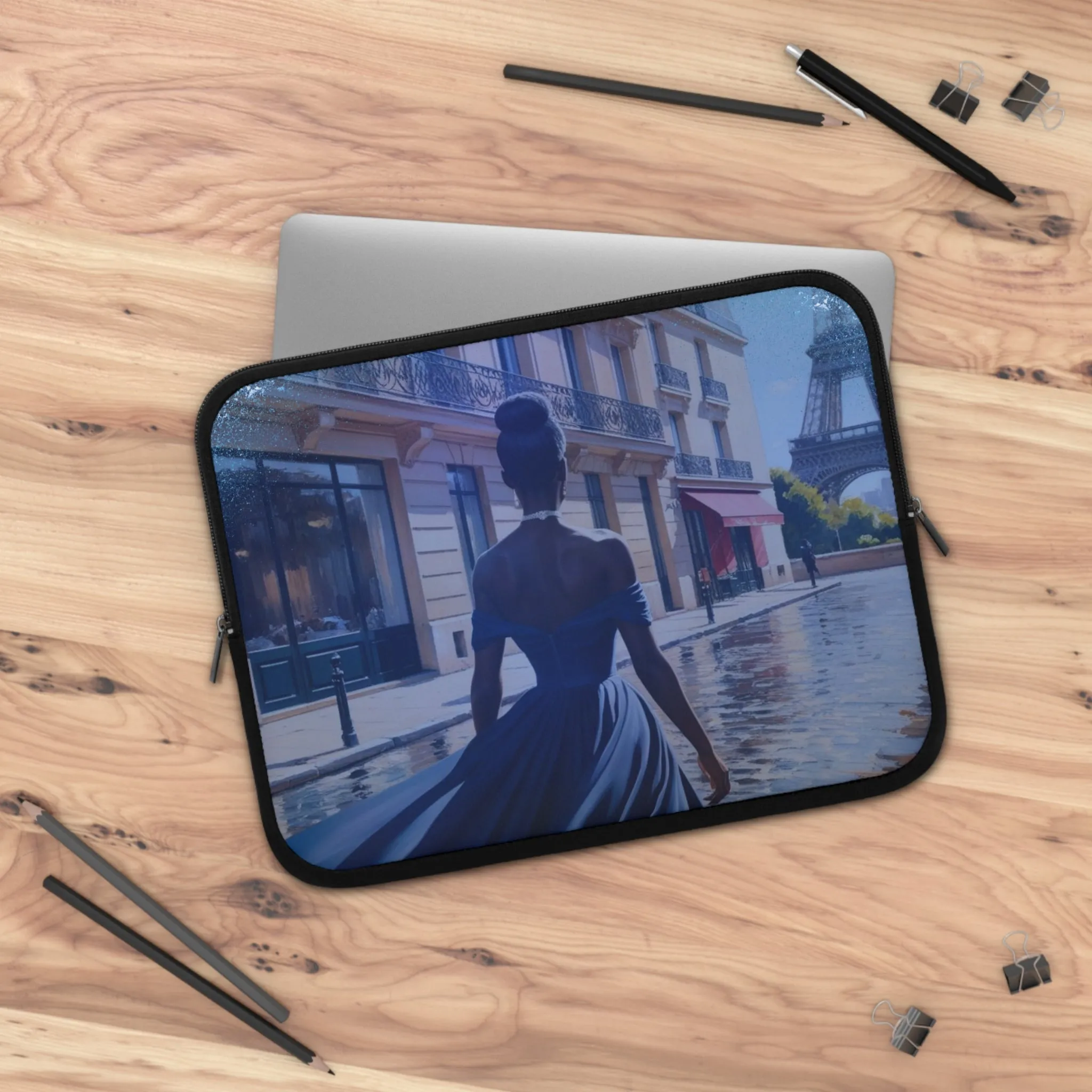 Parisian Stroll (Blue Gown) Laptop Sleeve