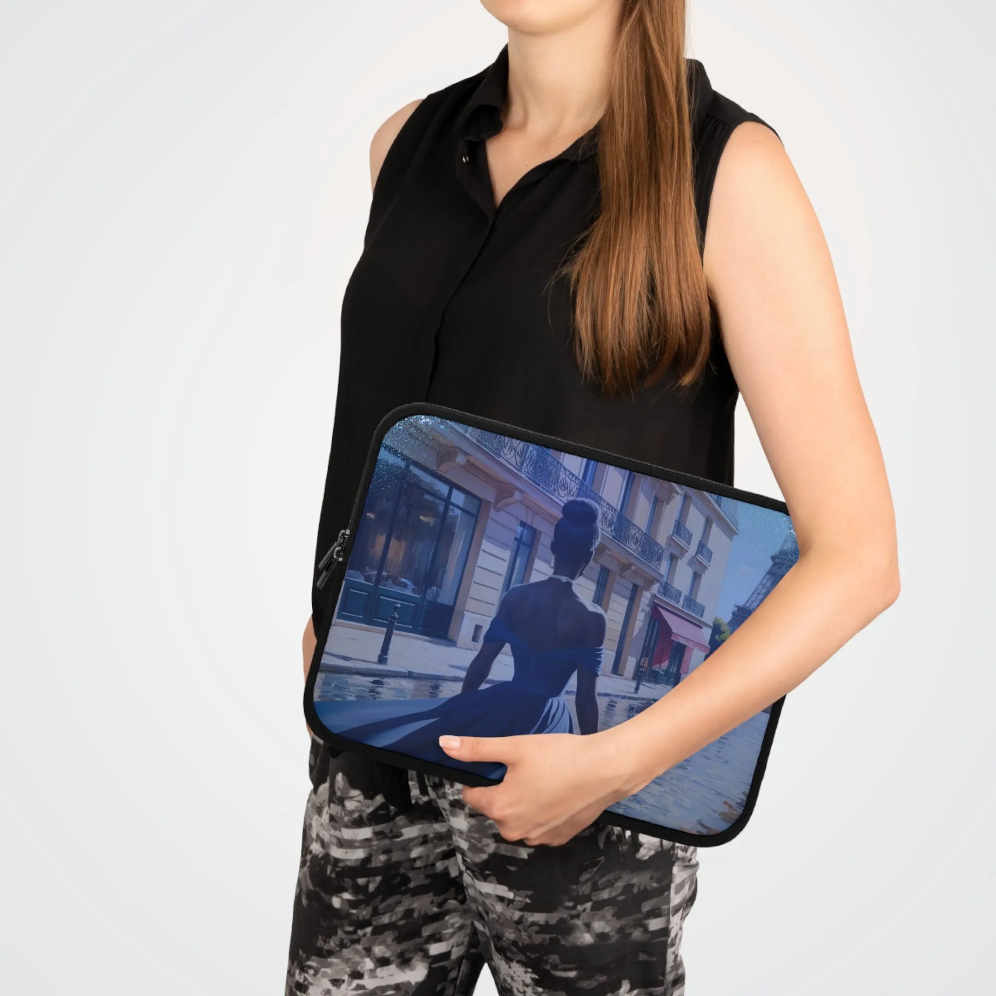Parisian Stroll (Blue Gown) Laptop Sleeve