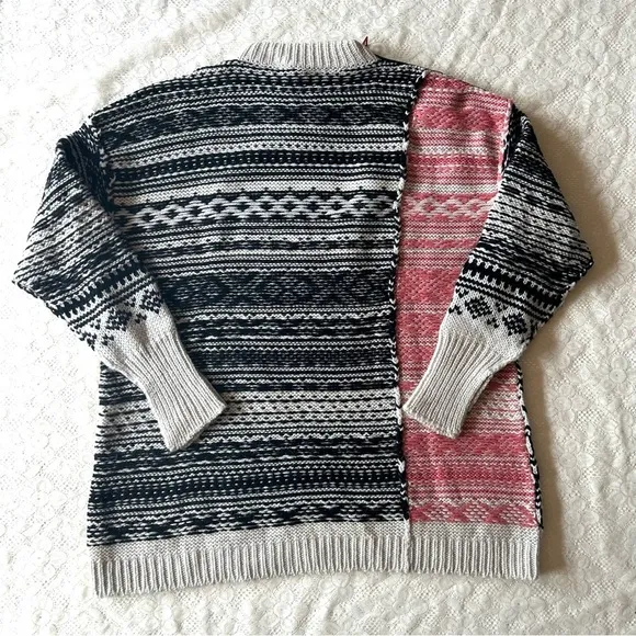 Patterned JumperWhite and Black Fair Isle Crew-neck Sweater by Nude