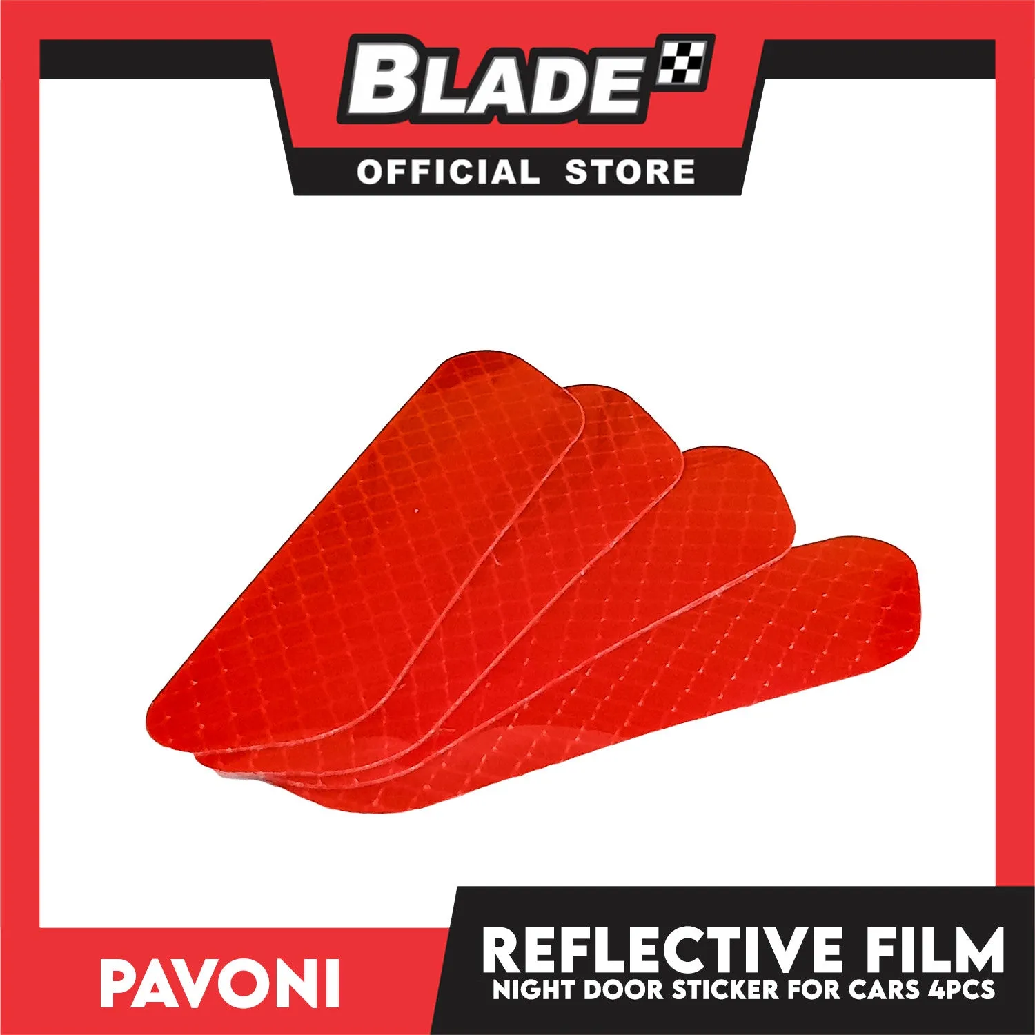 Pavoni Night Vision Door Stickers Reflective (Red) 4pcs/pack