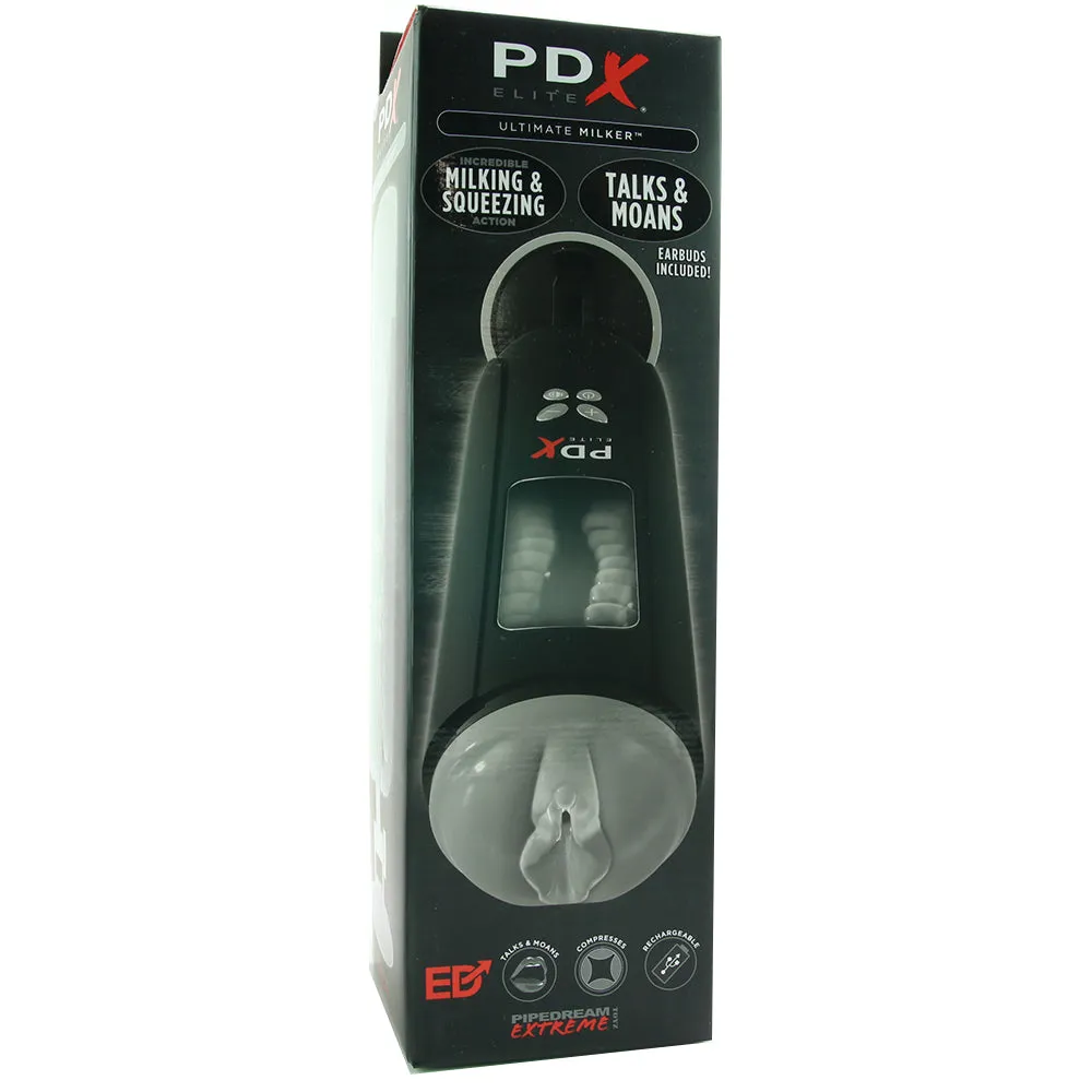 PDX Elite Ultimate Milker Rechargeable Gyrating Suction Stroker With Audio and Hands-Free Suction Cup Clear/Black