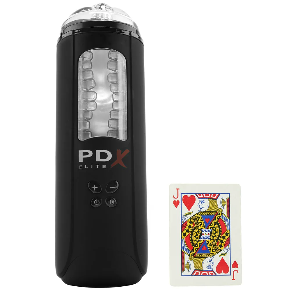 PDX Elite Ultimate Milker Rechargeable Gyrating Suction Stroker With Audio and Hands-Free Suction Cup Clear/Black