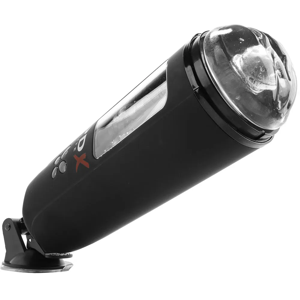 PDX Elite Ultimate Milker Rechargeable Gyrating Suction Stroker With Audio and Hands-Free Suction Cup Clear/Black