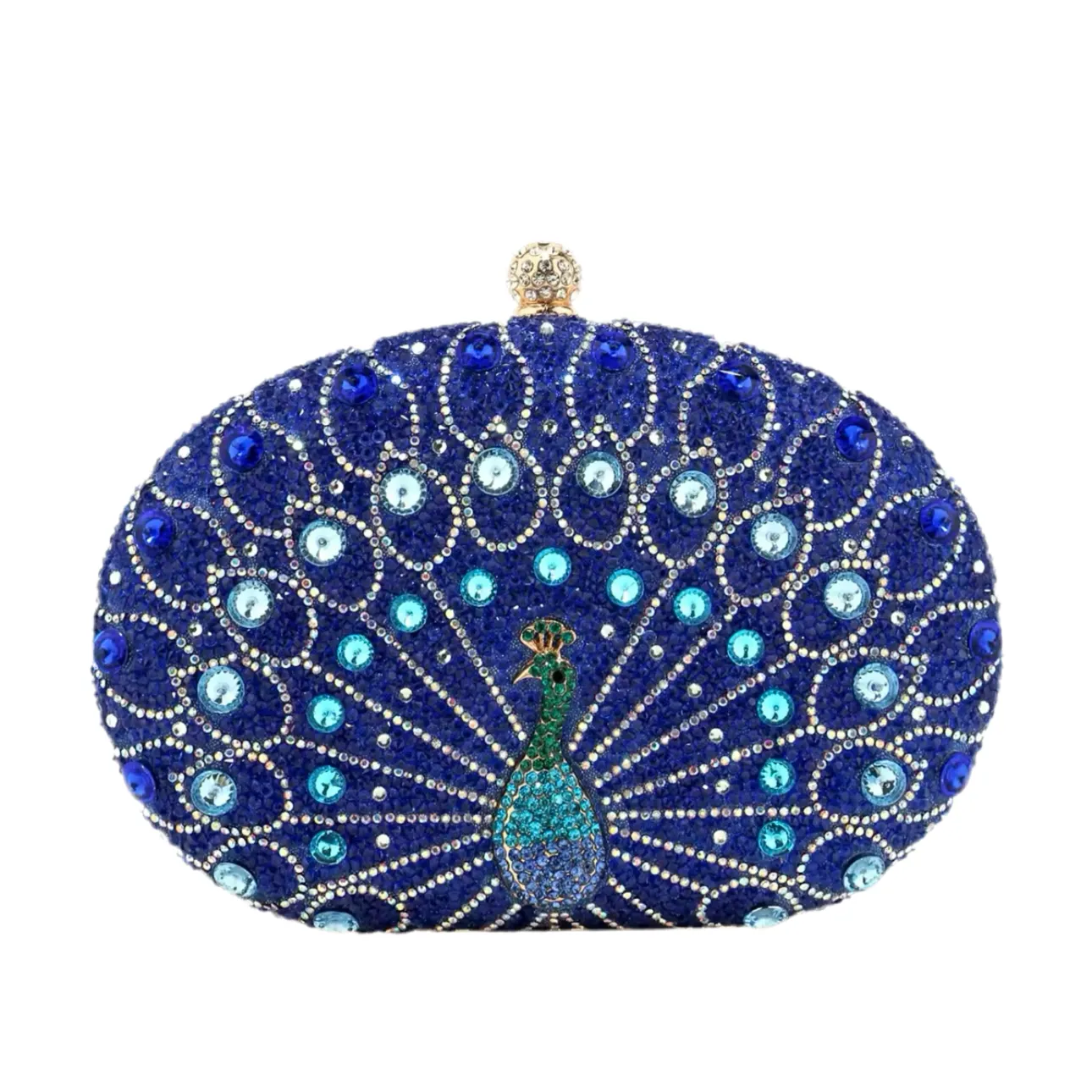 Peacock Blue Rhinestone Evening Bag