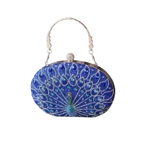 Peacock Blue Rhinestone Evening Bag