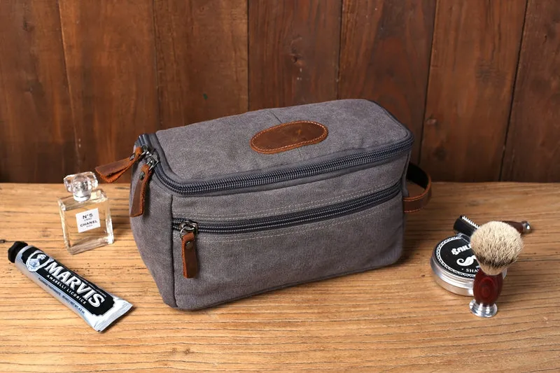 Personalized Mens Toiletry Bag Canvas Hanging Travel Dopp Kit Bag