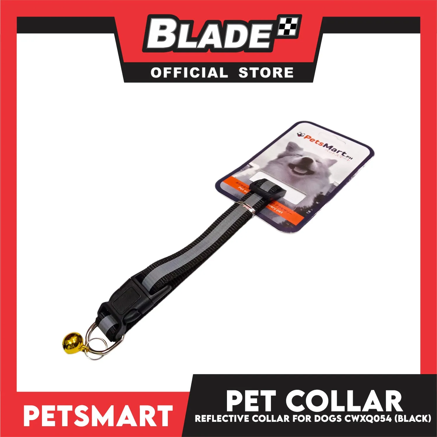 Pet Collar Reflective For Dogs (Black) with Bell CWXQ054
