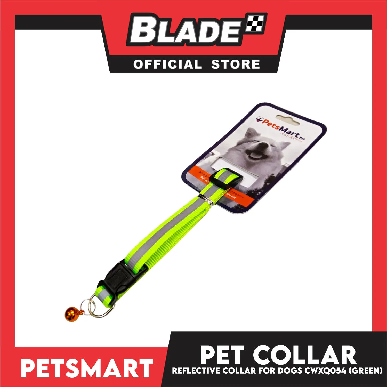 Pet Collar Reflective For Dogs (Green)with Bell  CWXQ054