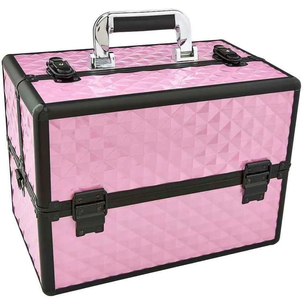 Pink Medium Cosmetic Train Case - Storage &amp; Organizer for Nail Tools &amp; Cosmetics - Each
