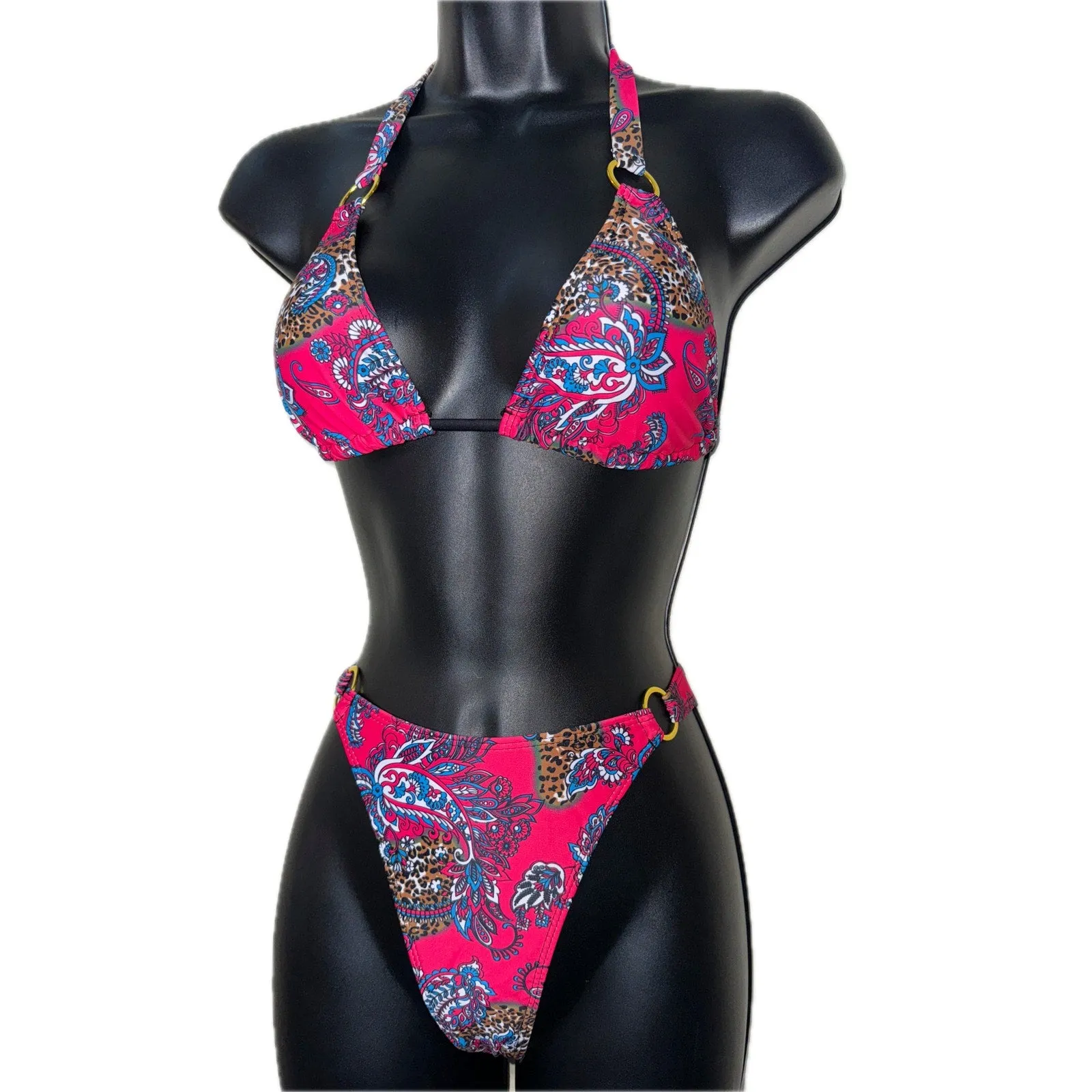 Pink Paisley Bikini Swimsuit Set