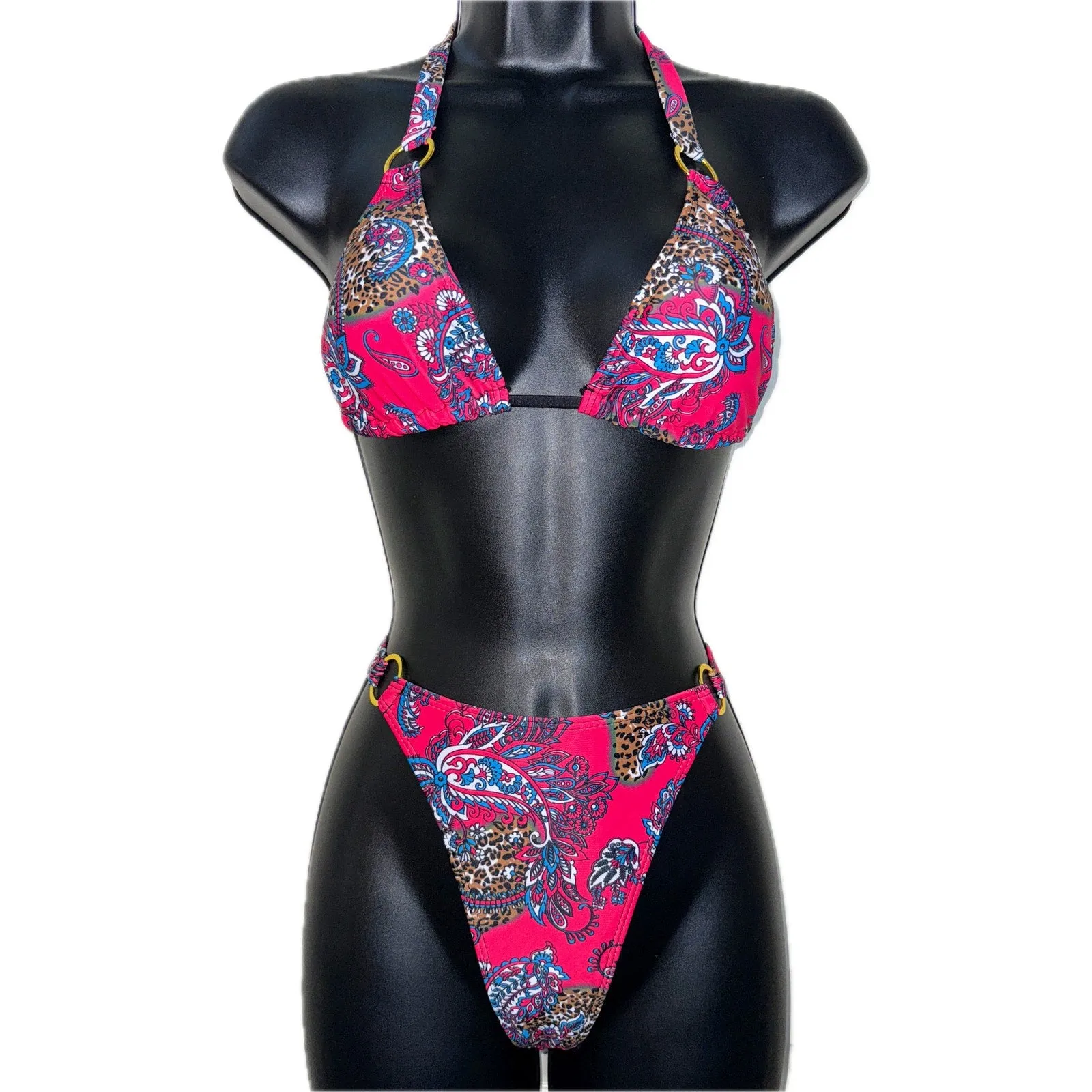 Pink Paisley Bikini Swimsuit Set