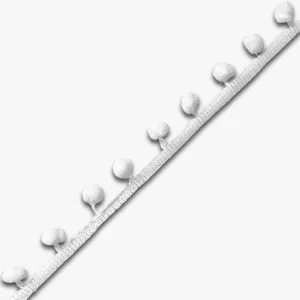 Pom Pom Lace - 12mm | White (Per Met)