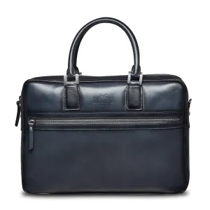 Porte-document en cuir bleu gris