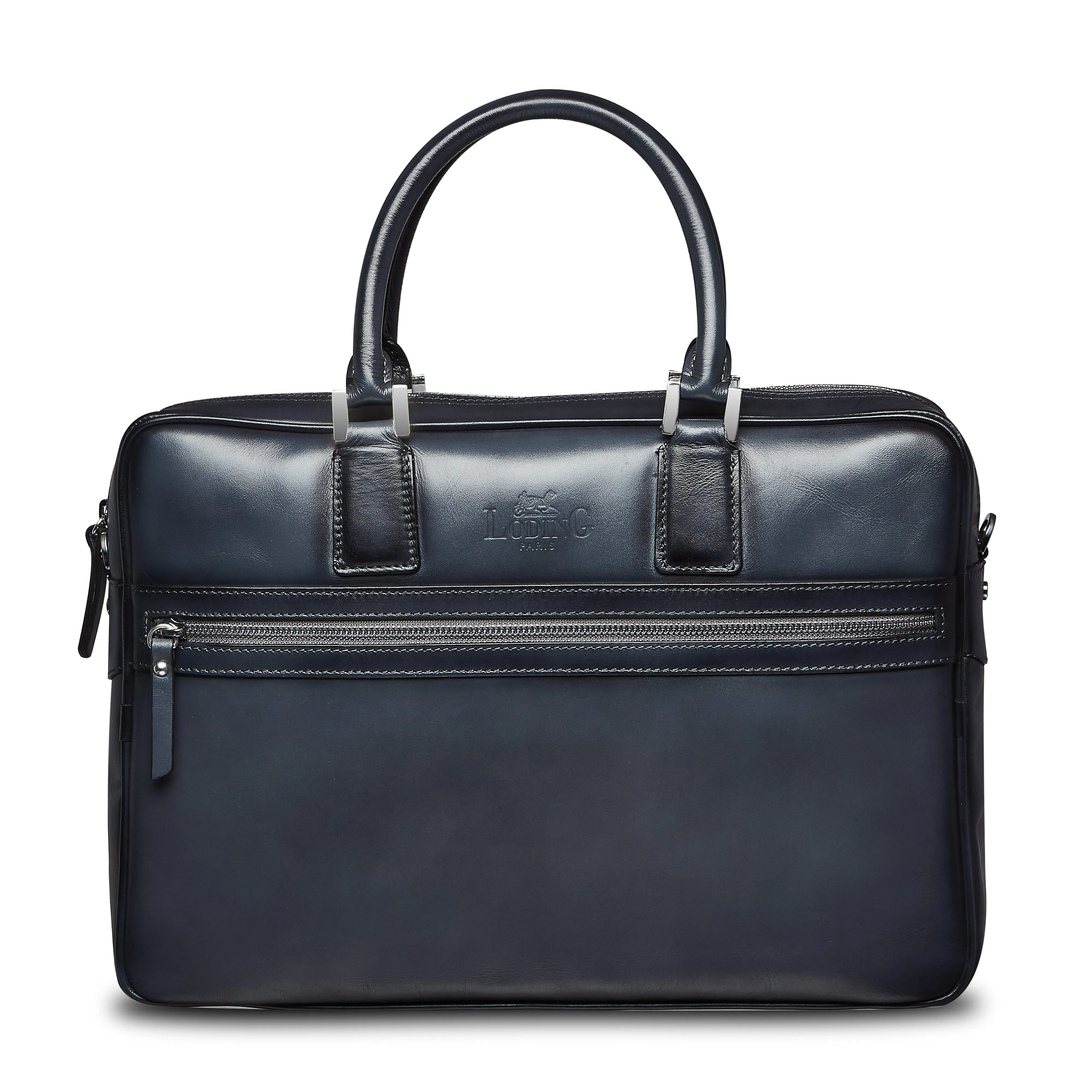 Porte-document en cuir bleu gris