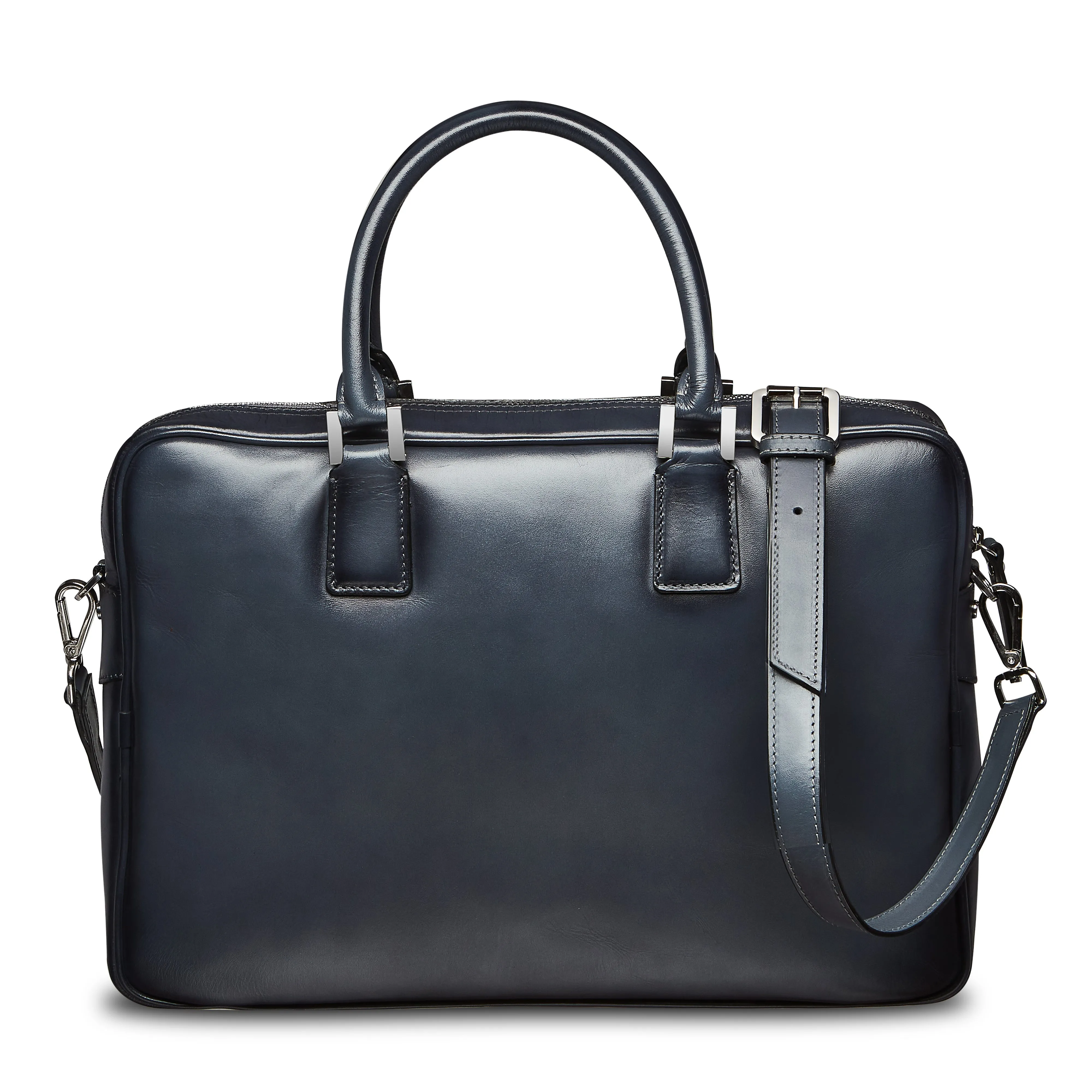 Porte-document en cuir bleu gris