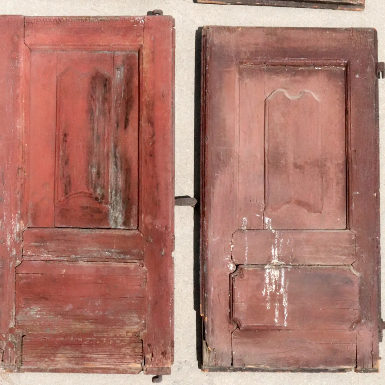 Portuguese Baroque Chestnut/Oak Four-Door Arched Window Shutters