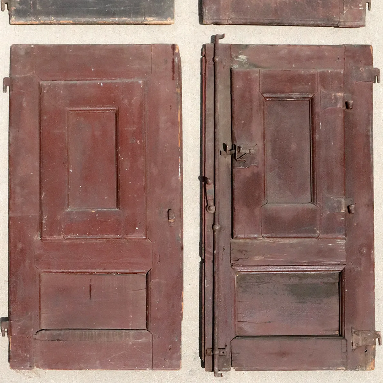 Portuguese Baroque Chestnut/Oak Four-Door Arched Window Shutters