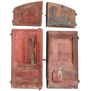 Portuguese Baroque Chestnut/Oak Four-Door Arched Window Shutters