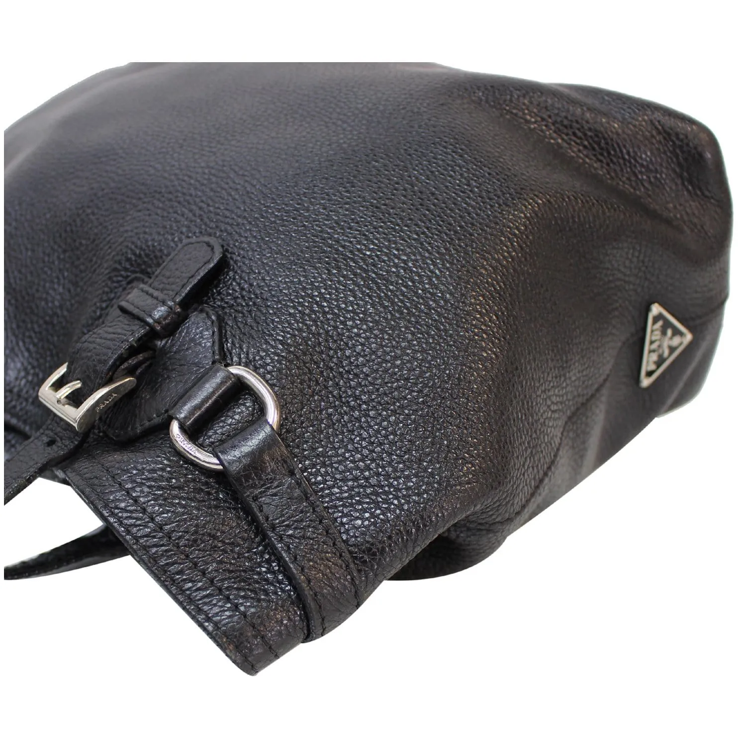 PRADA Vitello Daino Leather Shoulder Bag Black