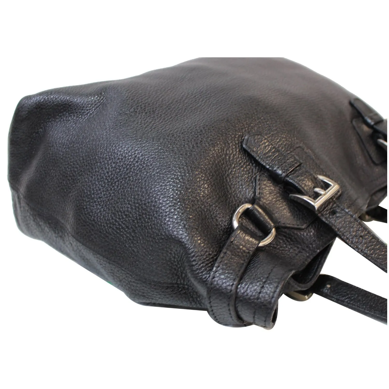 PRADA Vitello Daino Leather Shoulder Bag Black