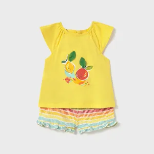 PRE ORDER - NEW SS25 Mayoral Girls Shorts Set 1233 Yellow/90