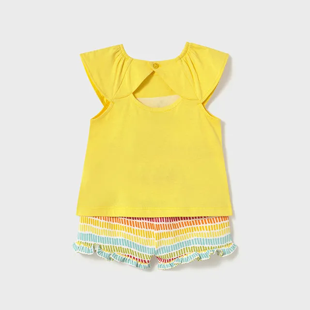 PRE ORDER - NEW SS25 Mayoral Girls Shorts Set 1233 Yellow/90