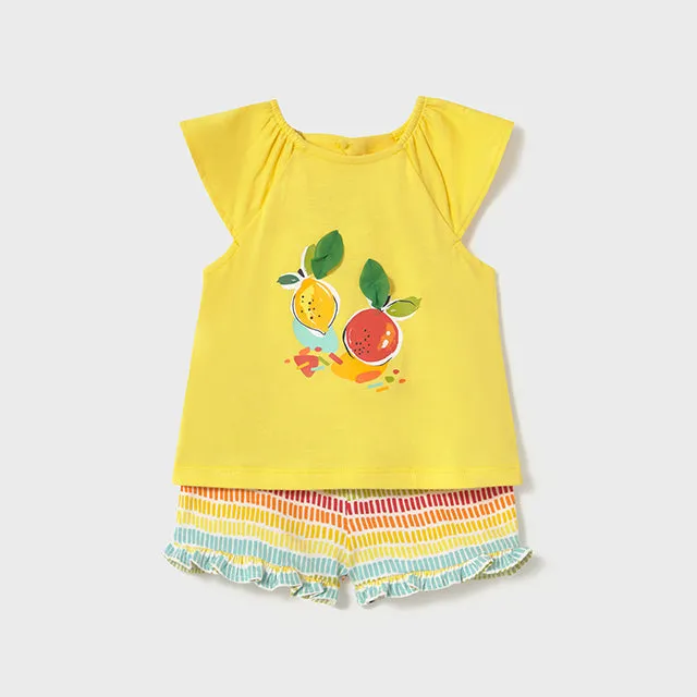 PRE ORDER - NEW SS25 Mayoral Girls Shorts Set 1233 Yellow/90