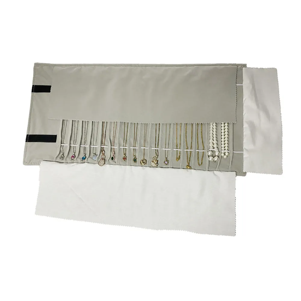 PU Leather Necklace Jewelry Travel Roll Wrap Rolls Wraps Organizer Storage Jewelry Display