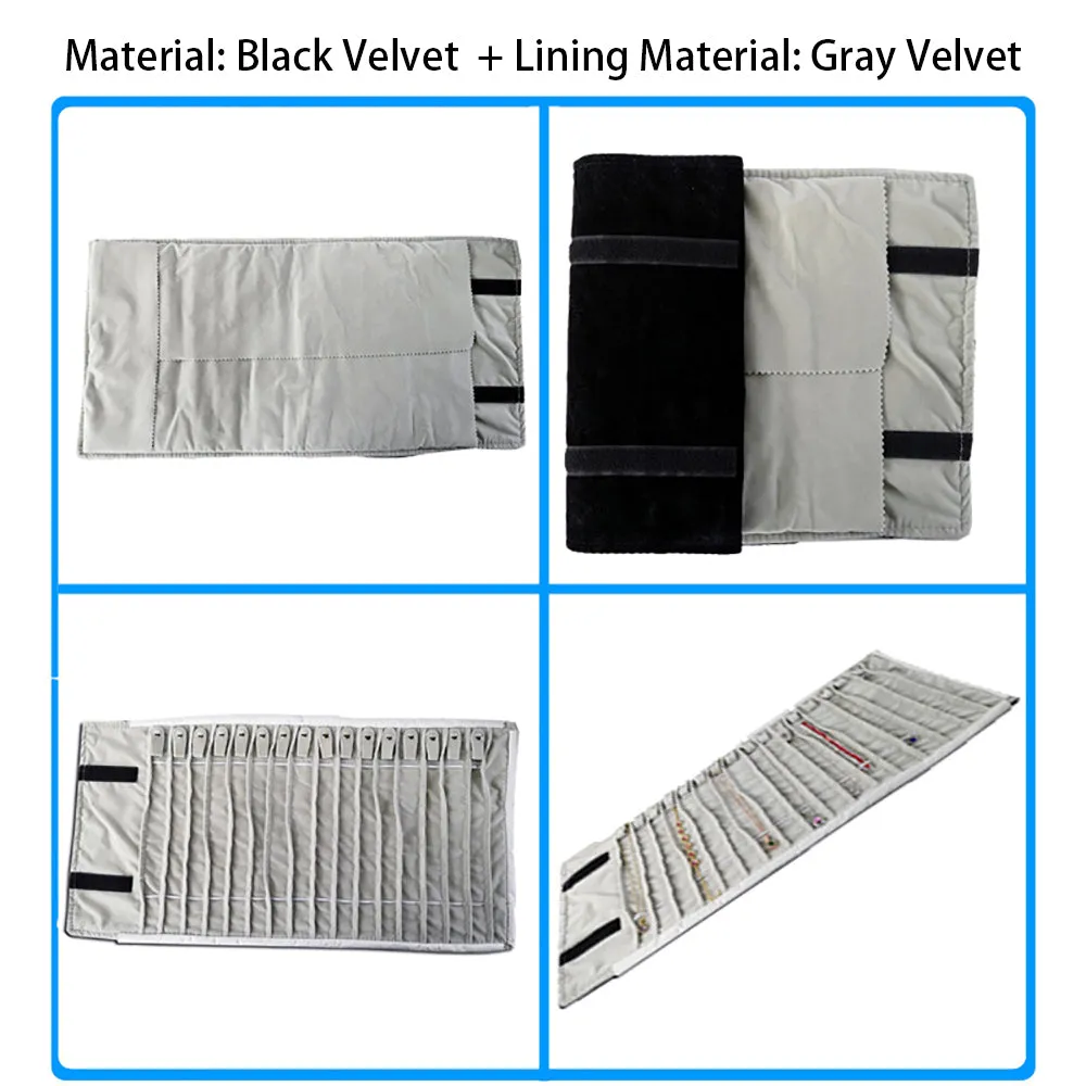 PU Leather Necklace Jewelry Travel Roll Wrap Rolls Wraps Organizer Storage Jewelry Display