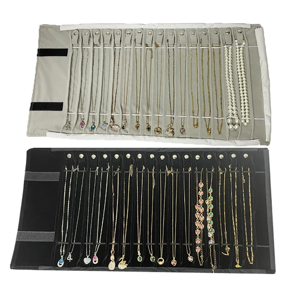 PU Leather Necklace Jewelry Travel Roll Wrap Rolls Wraps Organizer Storage Jewelry Display