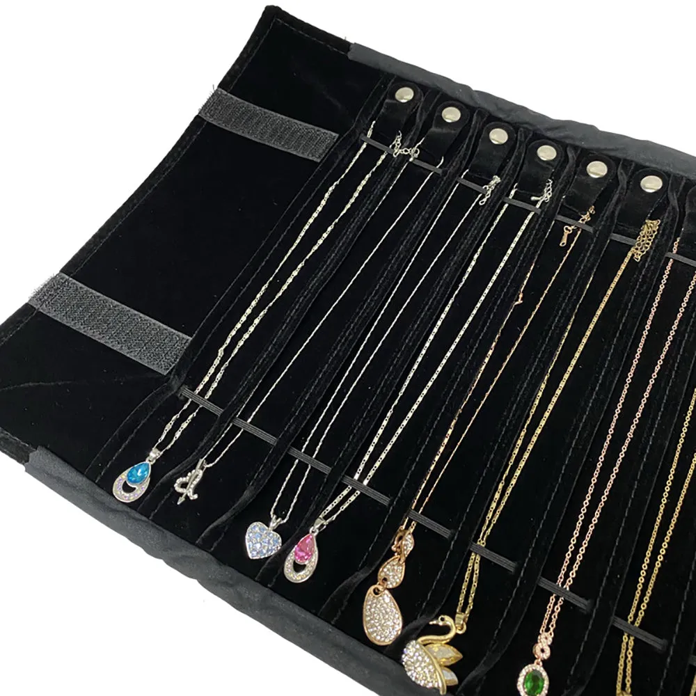 PU Leather Necklace Jewelry Travel Roll Wrap Rolls Wraps Organizer Storage Jewelry Display