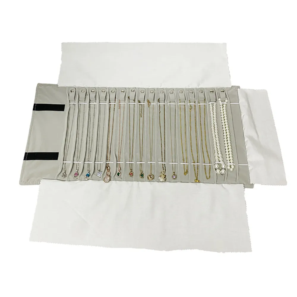 PU Leather Necklace Jewelry Travel Roll Wrap Rolls Wraps Organizer Storage Jewelry Display