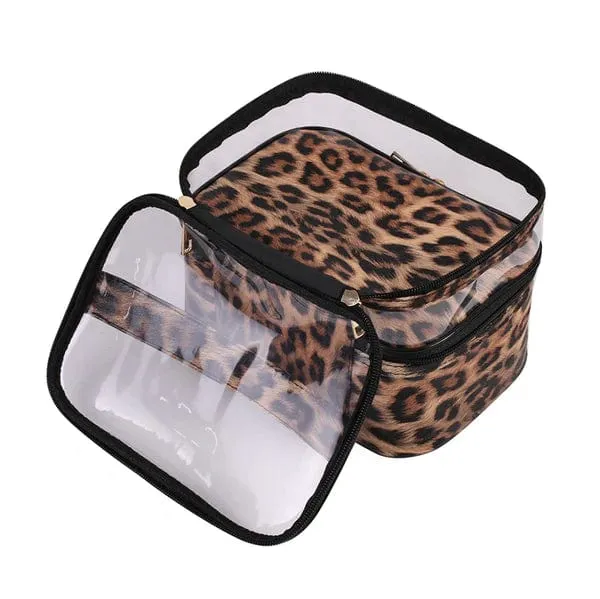 PVC Portable Transparent Double-Layer Cosmetic Bag