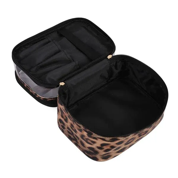 PVC Portable Transparent Double-Layer Cosmetic Bag
