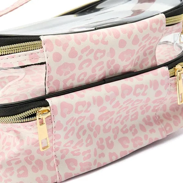 PVC Portable Transparent Double-Layer Cosmetic Bag