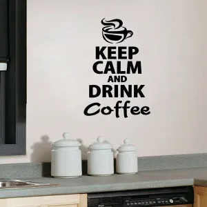 "Keep Calm And Drink Coffee" Wall Stickers - Black,Red,White,Brown,Light Grey,Dark Grey