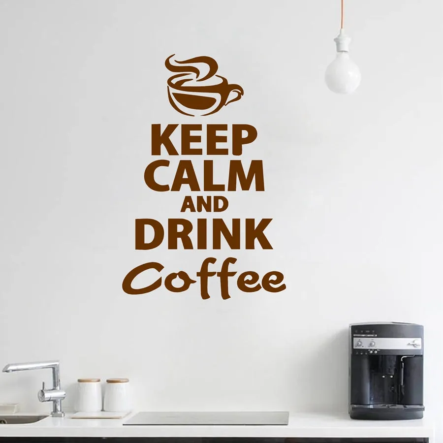 "Keep Calm And Drink Coffee" Wall Stickers - Black,Red,White,Brown,Light Grey,Dark Grey