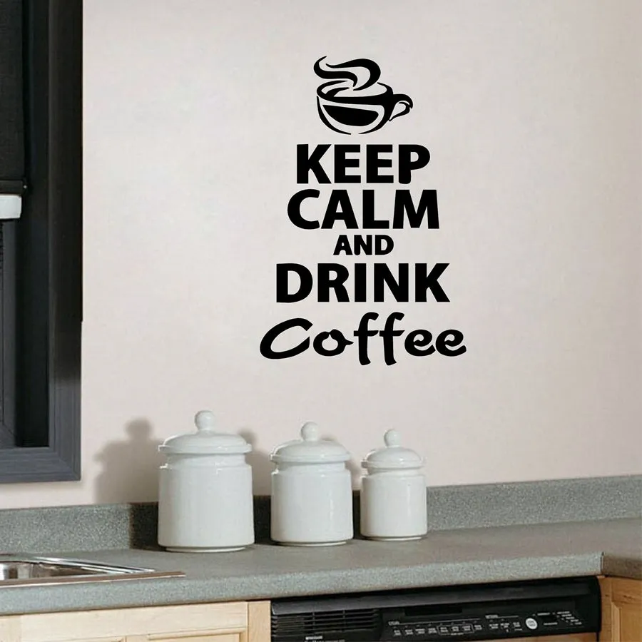 "Keep Calm And Drink Coffee" Wall Stickers - Black,Red,White,Brown,Light Grey,Dark Grey