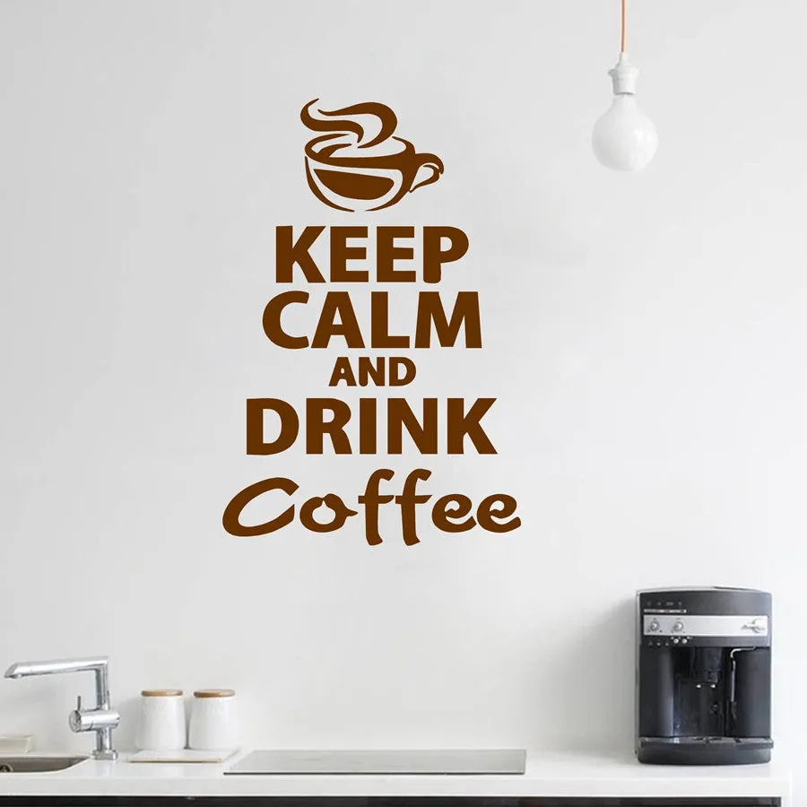 "Keep Calm And Drink Coffee" Wall Stickers - Black,Red,White,Brown,Light Grey,Dark Grey